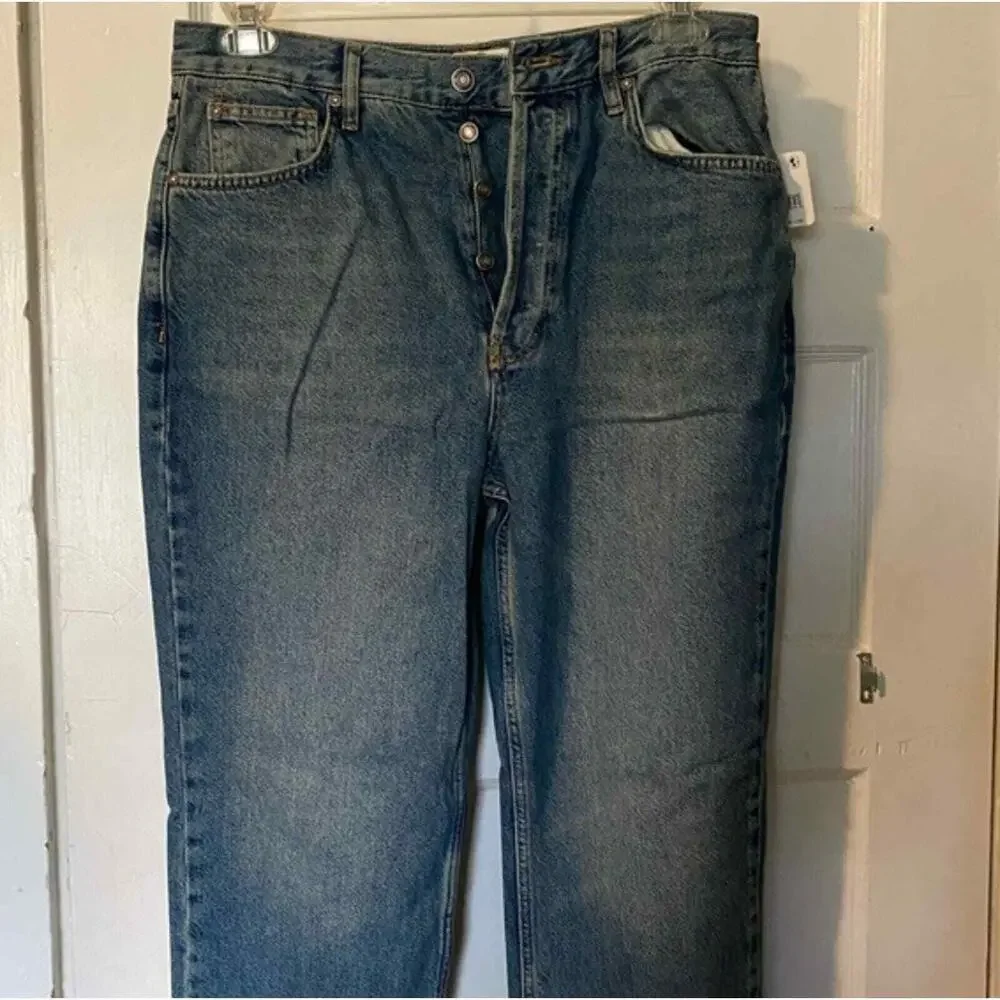 We The Free Lasso Straight Button Fly Jeans in Back Road Blue Size 32 New!!